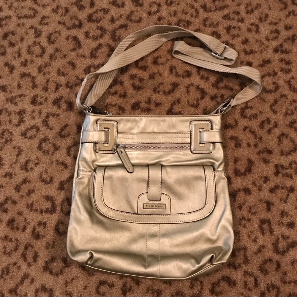 11”x12” champagne color TYLER RODAN crossbody bag